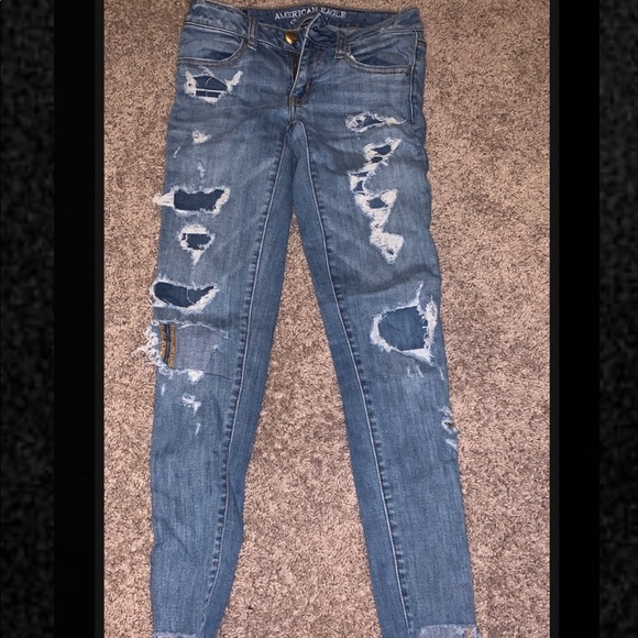 American eagle super stretch size 2 patched jeans - Picture 1 of 1